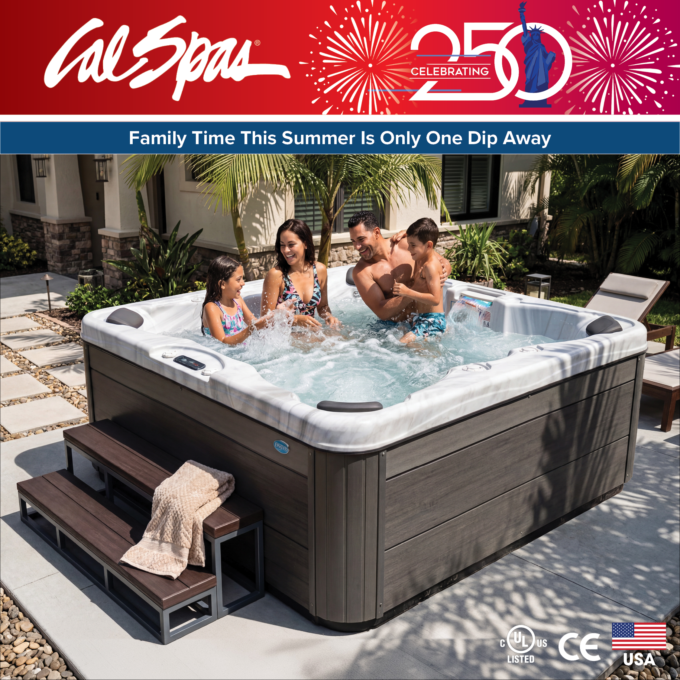 Calspas hot tub being used in a family setting - Rochester